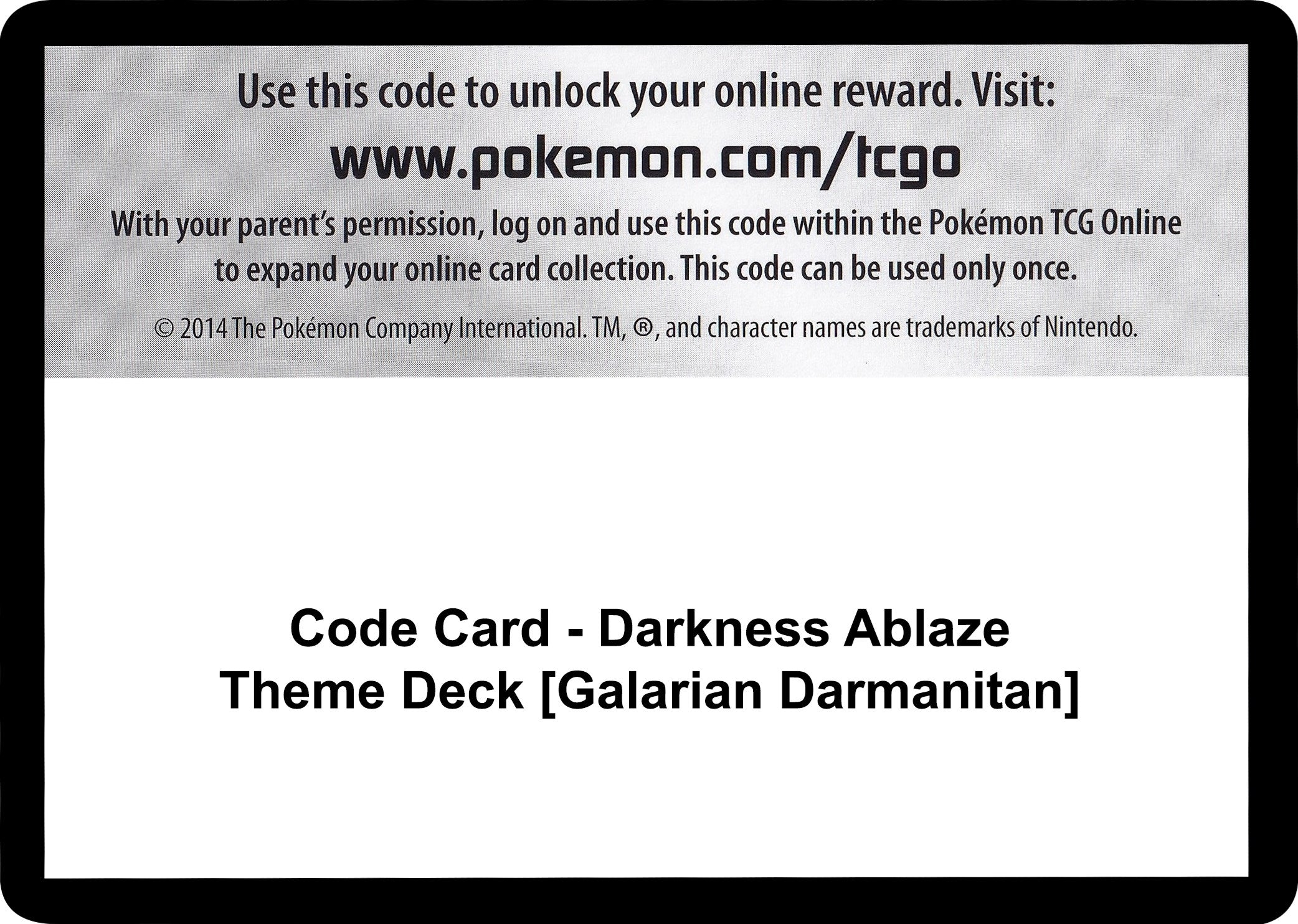 Image for Code Card - Darkness Ablaze Theme Deck [Galarian Darmanitan] (SWSH03) - Pokemon