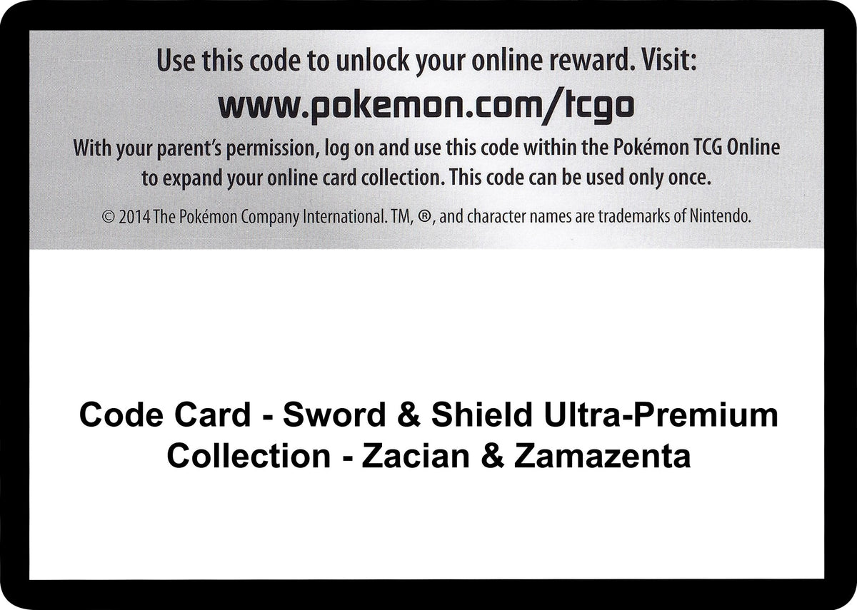 Image for Code Card - Sword & Shield Ultra-Premium Collection - Zacian & Zamazenta (MCAP) - Pokemon