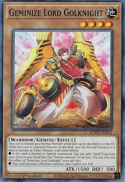 Image for Geminize Lord Golknight (BODE-EN032) (BODE) - YuGiOh