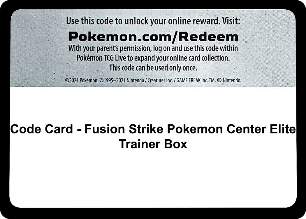 Image for Code Card - Fusion Strike Pokemon Center Elite Trainer Box (SWSH08) - Pokemon