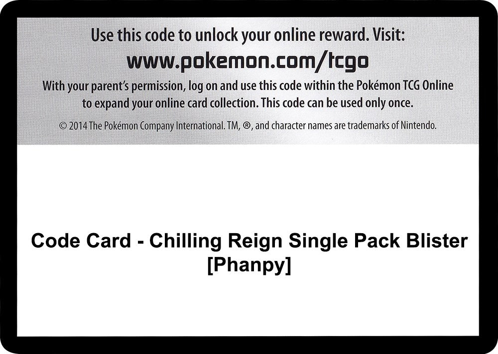 Image for Code Card - Chilling Reign Single Pack Blister [Phanpy] (SWSH06) - Pokemon