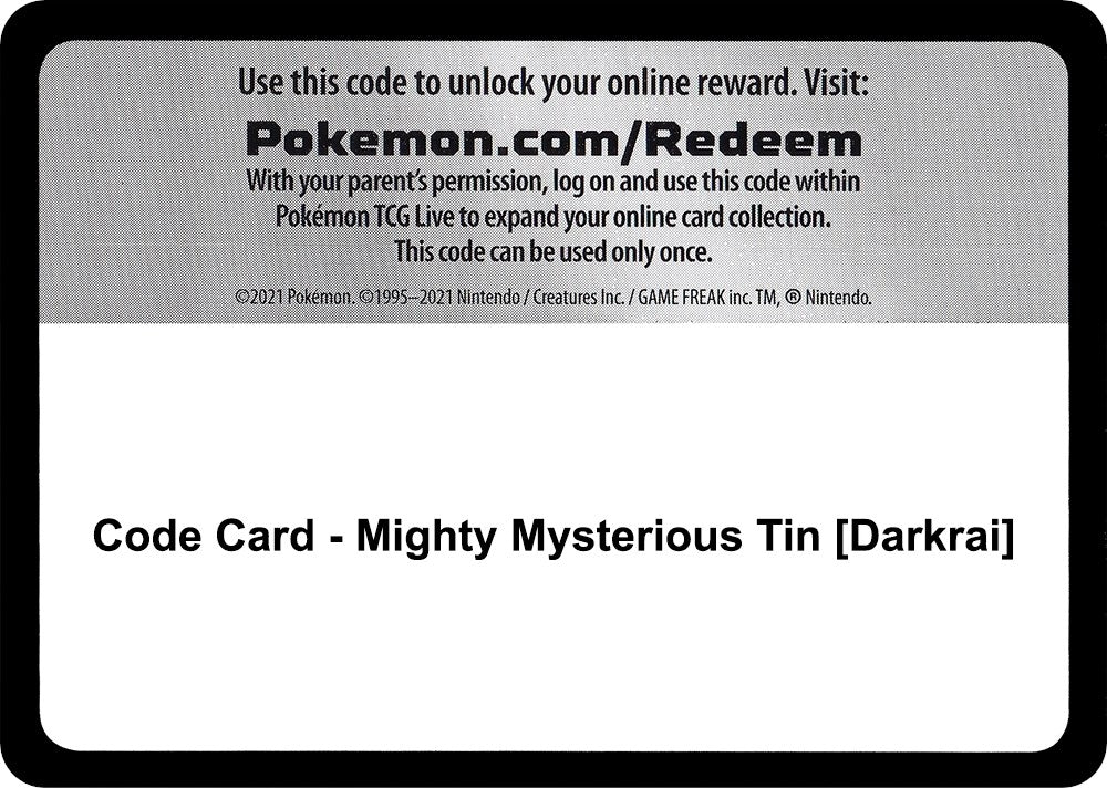 Image for Code Card - Mighty Mysterious Tin [Darkrai] (MCAP) - Pokemon