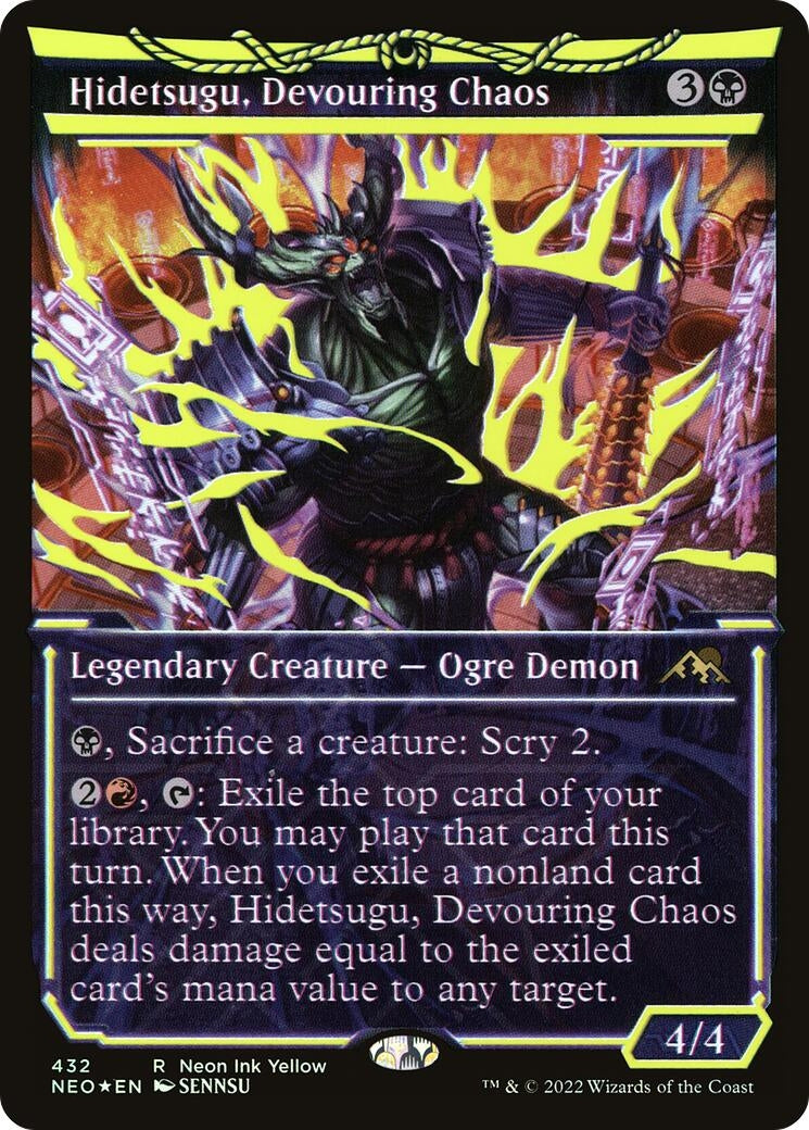 Image for Hidetsugu, Devouring Chaos (Neon Yellow) (WPN Exclusive) (432) (Kamigawa: Neon Dynasty) - Magic: The Gathering