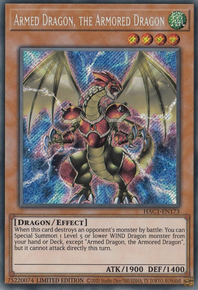 Image for Armed Dragon, the Armored Dragon (HAC1-EN173) (HAC1) - YuGiOh