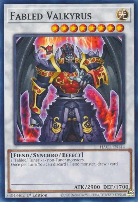 Image for Fabled Valkyrus (HAC1-EN144) (HAC1) - YuGiOh