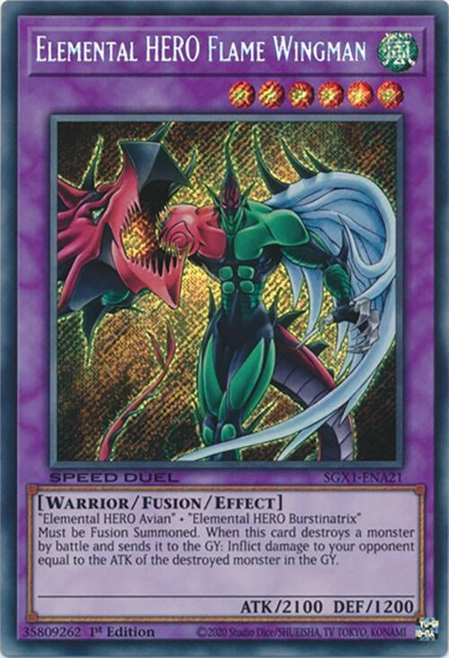 Image for Elemental HERO Flame Wingman (Secret Rare) (SGX1-ENA21) - YuGiOh