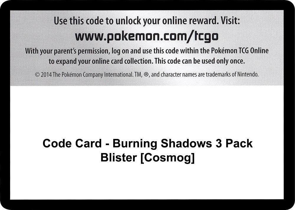 Image for Code Card - Burning Shadows 3 Pack Blister [Cosmog] (SM03) - Pokemon