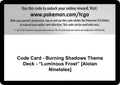 Image for Code Card - Burning Shadows Theme Deck - "Luminous Frost" [Alolan Ninetales] (SM03) - Pokemon