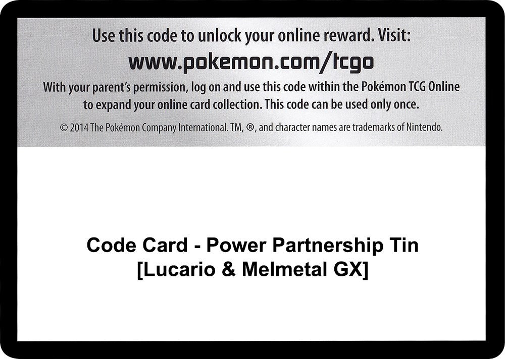 Image for Code Card - Power Partnership Tin [Lucario & Melmetal GX] (SM11) - Pokemon