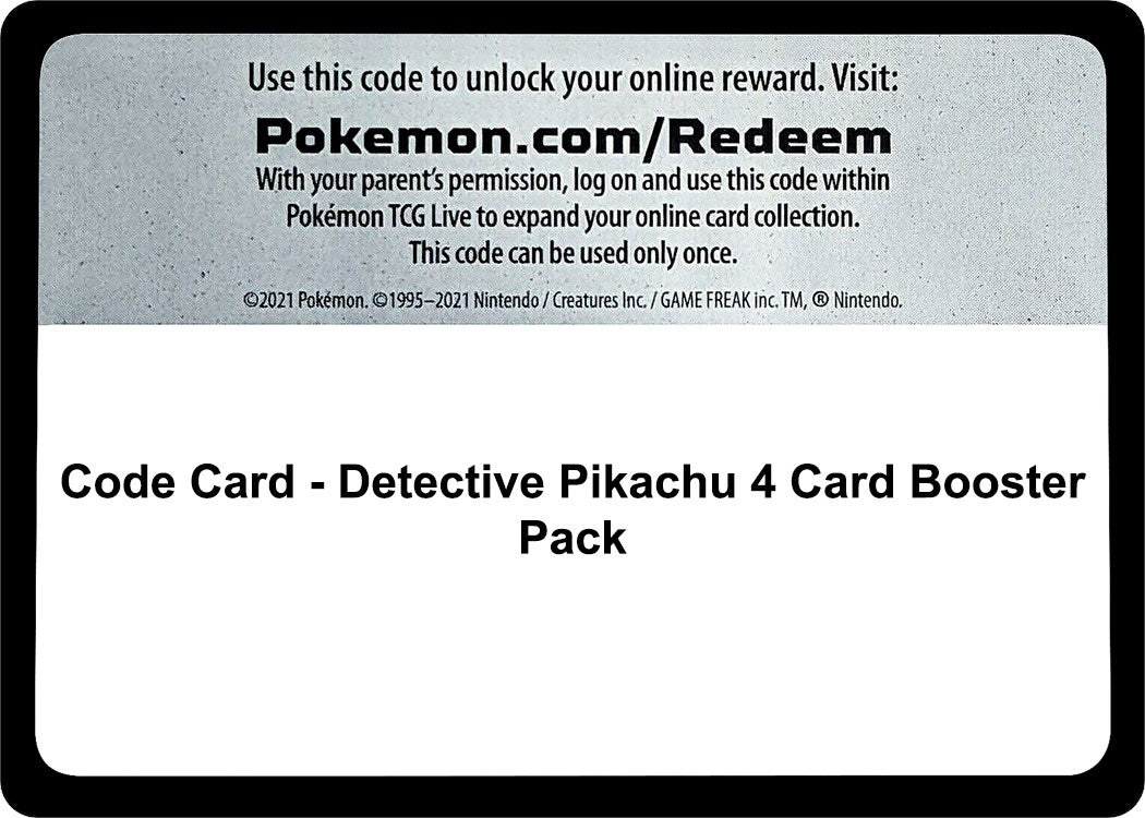 Image for Code Card - Detective Pikachu 4 Card Booster Pack (DEP) - Pokemon