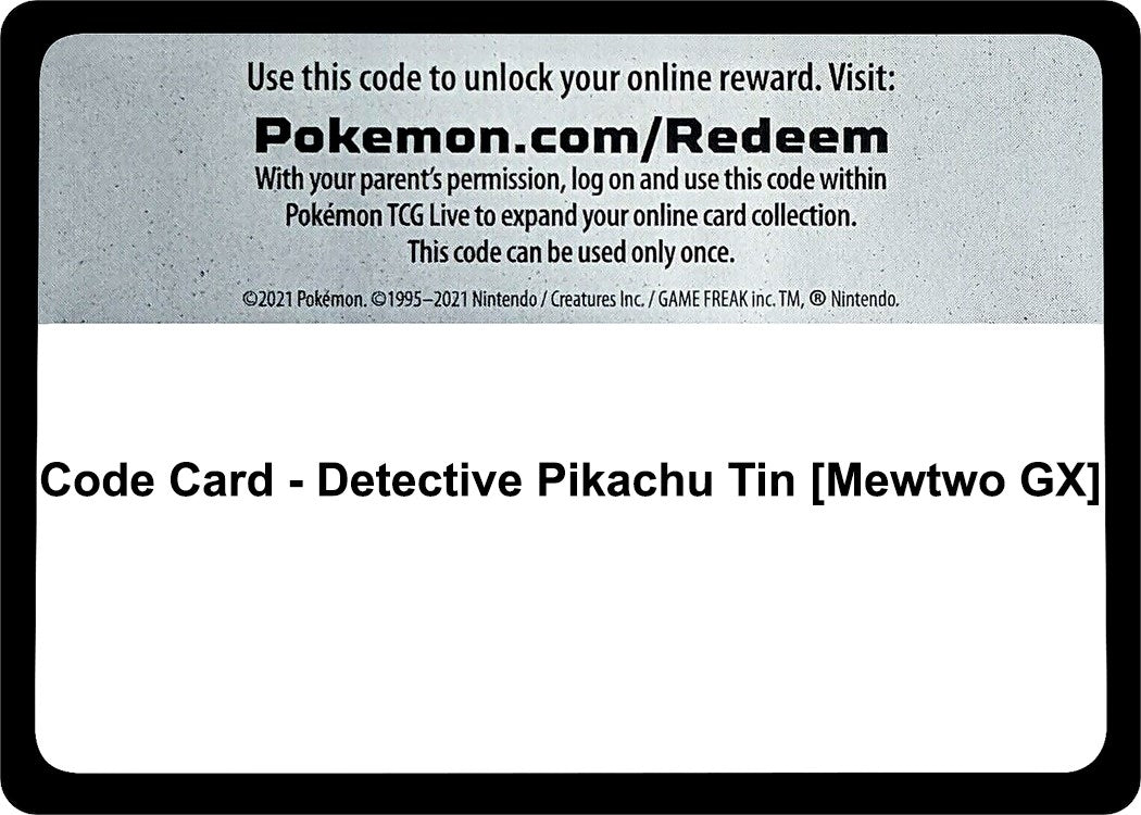 Image for Code Card - Detective Pikachu Tin [Mewtwo GX] (DEP) - Pokemon
