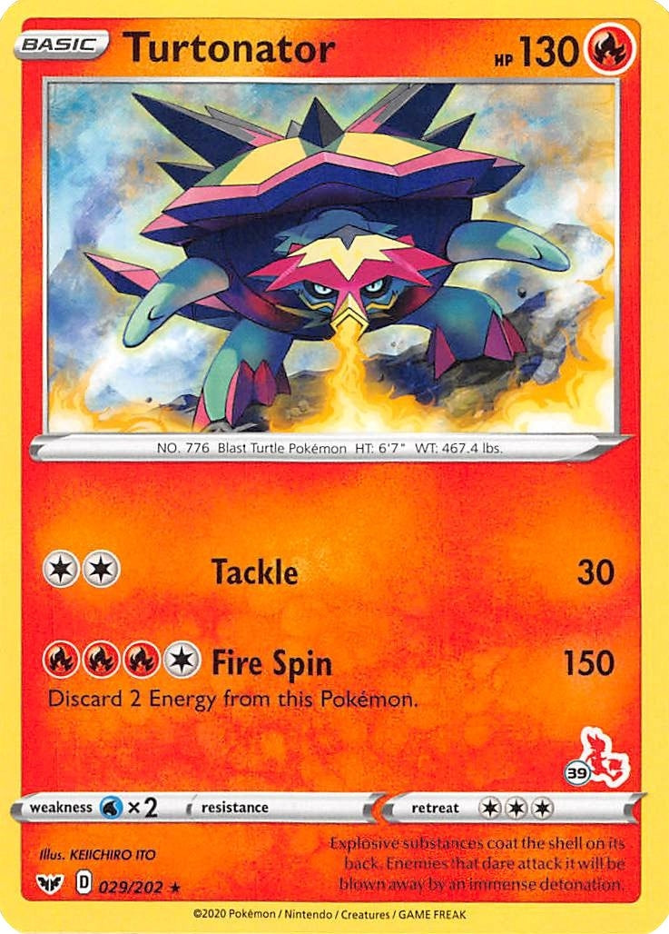 Image for Turtonator - 029/202 (#39 Cinderace Stamped) (029/202) (BA22) - Pokemon