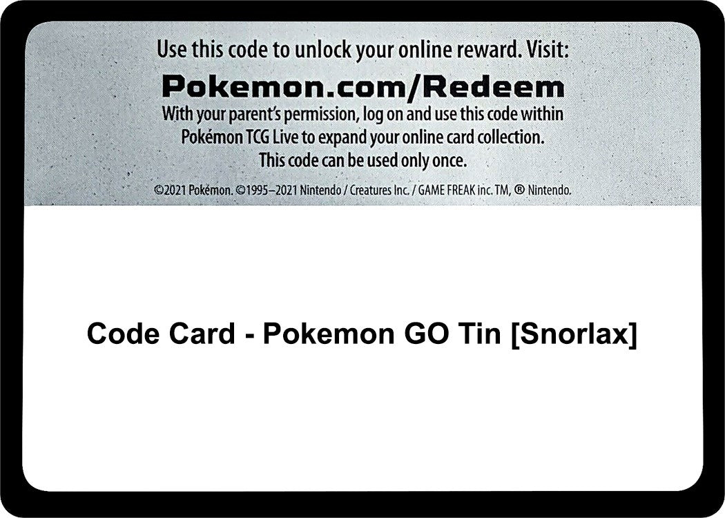 Image for Code Card - Pokemon GO Tin [Snorlax] (PGO) - Pokemon