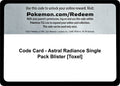 Image for Code Card - Astral Radiance Single Pack Blister [Toxel] (SWSH10) - Pokemon