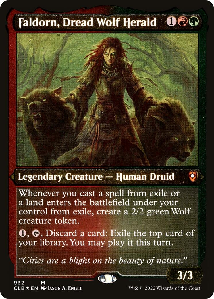 Image for Faldorn, Dread Wolf Herald (Display Commander) - Thick Stock (932) (Commander Legends: Battle for Baldur's Gate) - Magic: The Gathering