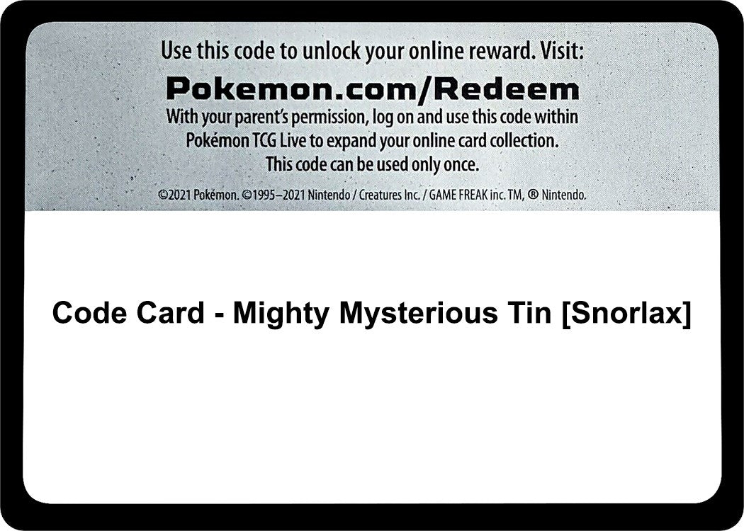 Image for Code Card - Mighty Mysterious Tin [Snorlax] (MCAP) - Pokemon