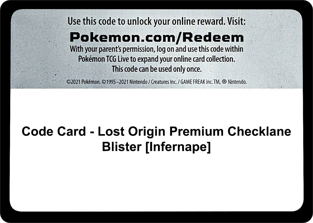 Image for Code Card - Lost Origin Premium Checklane Blister [Infernape] (SWSH11) - Pokemon