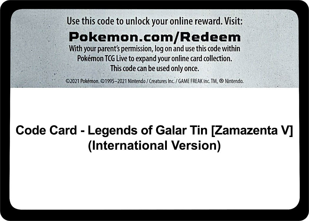 Image for Code Card - Legends of Galar Tin [Zamazenta V] (International Version) (SWSH02) - Pokemon