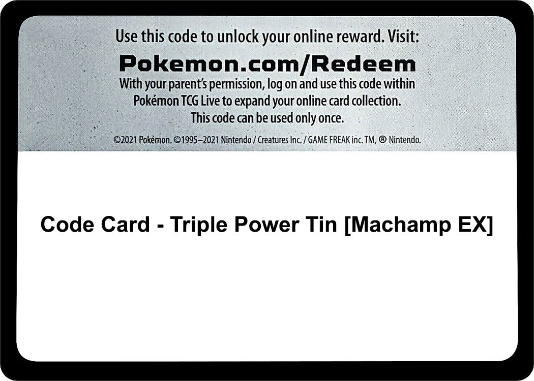 Image for Code Card - Triple Power Tin [Machamp EX] (BKP) - Pokemon
