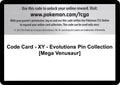 Image for Code Card - XY - Evolutions Pin Collection [Mega Venusaur] (EVO) - Pokemon