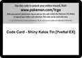 Image for Code Card - Shiny Kalos Tin [Yveltal EX] (FCO) - Pokemon