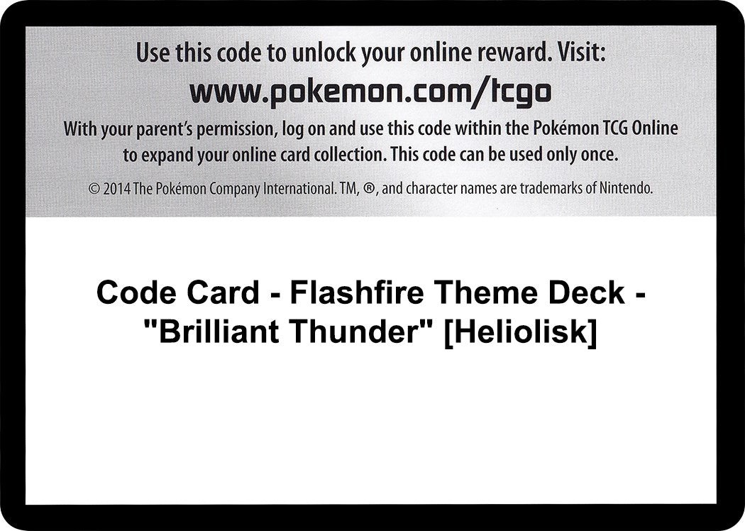 Image for Code Card - Flashfire Theme Deck - "Brilliant Thunder" [Heliolisk] (FLF) - Pokemon
