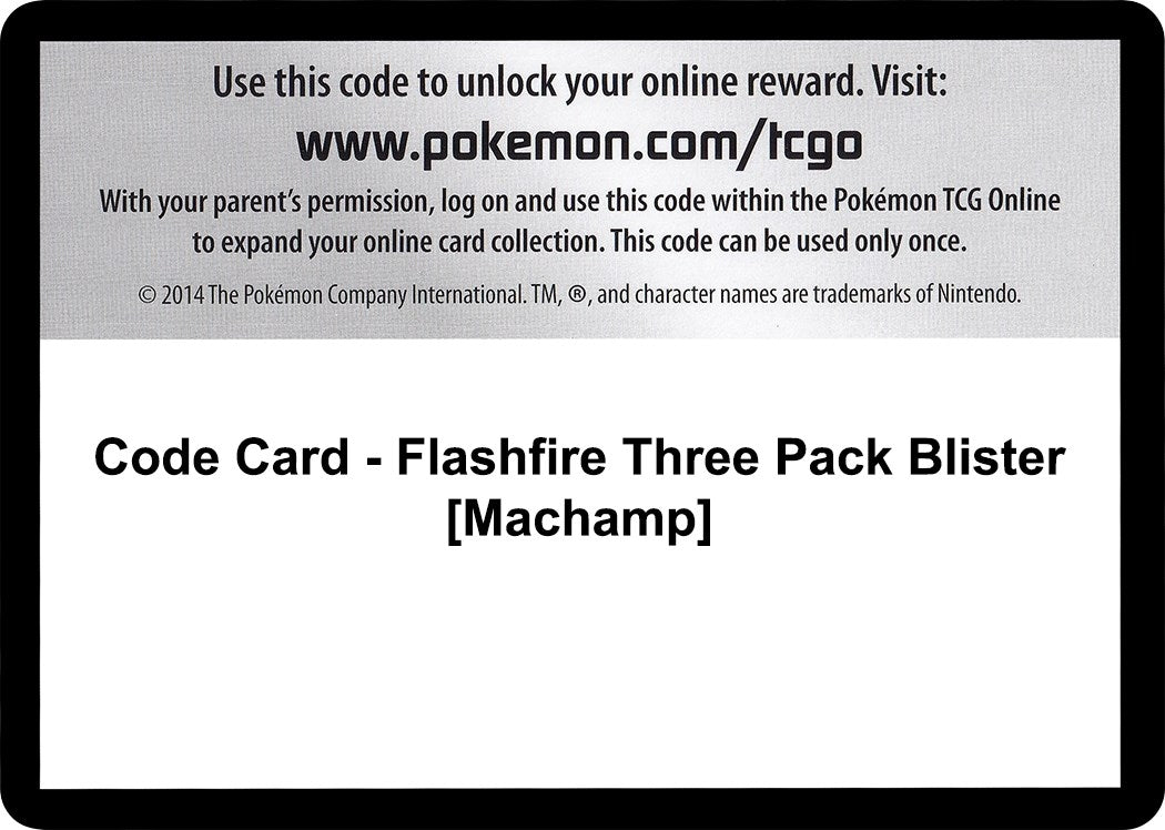 Image for Code Card - Flashfire Three Pack Blister [Machamp] (FLF) - Pokemon