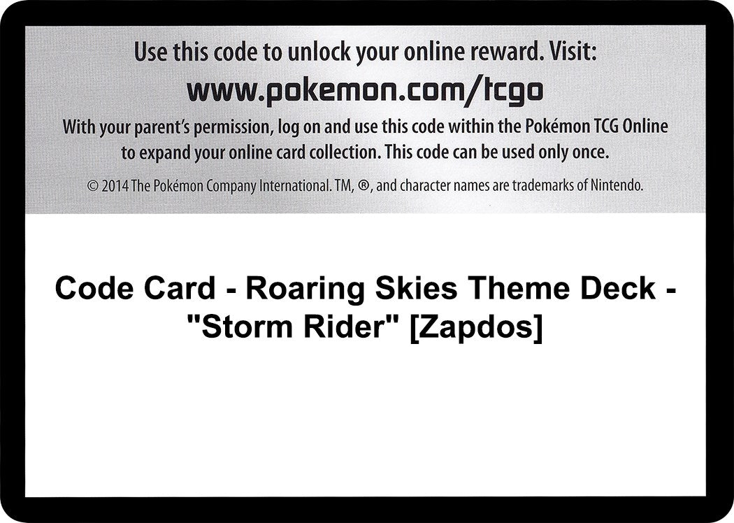 Image for Code Card - Roaring Skies Theme Deck - "Storm Rider" [Zapdos] (ROS) - Pokemon
