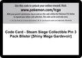 Image for Code Card - Steam Siege Collectible Pin 3 Pack Blister [Shiny Mega Gardevoir] (STS) - Pokemon
