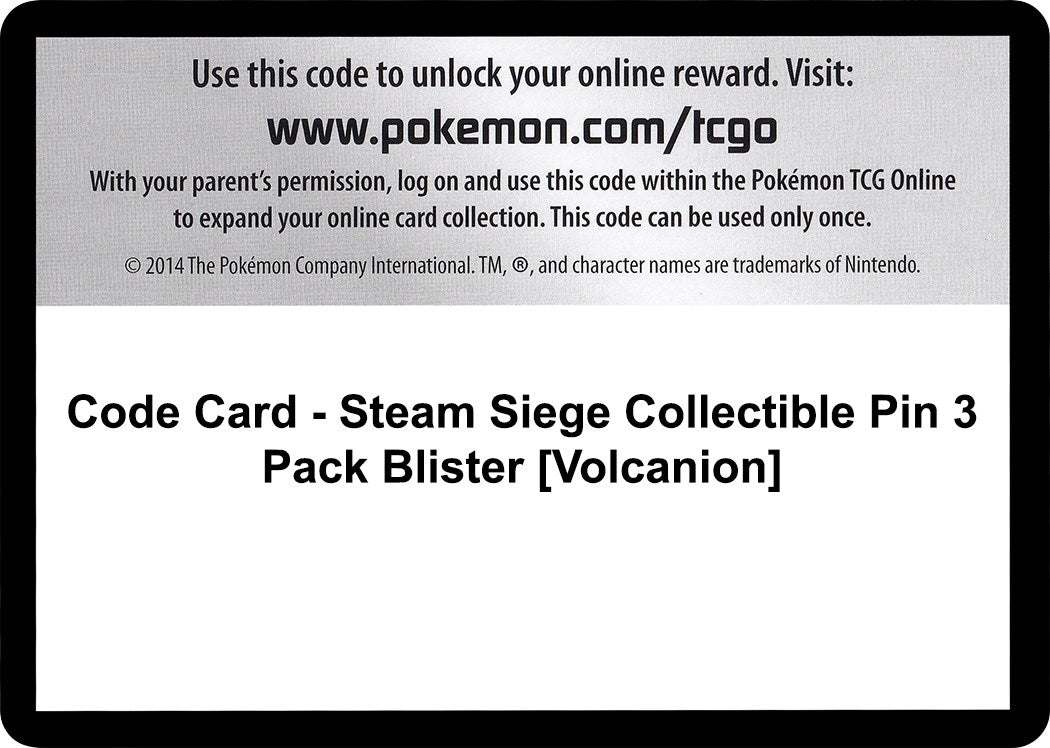Image for Code Card - Steam Siege Collectible Pin 3 Pack Blister [Volcanion] (STS) - Pokemon