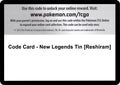 Image for Code Card - New Legends Tin [Reshiram] (BLW) - Pokemon