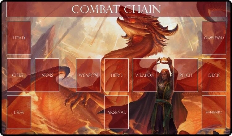 Image for GamerMats Playmat - Red Mage Flesh and Blood Compatible Zone Mat (Premium White Stitched) - Playmats