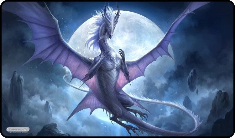 Image for GamerMats Playmat - White Dragon of the Night (Premium White Stitched) - Playmats