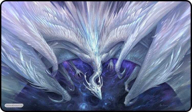 Image for GamerMats Playmat - White Crystal Dragon (Premium Black Stitched) - Playmats