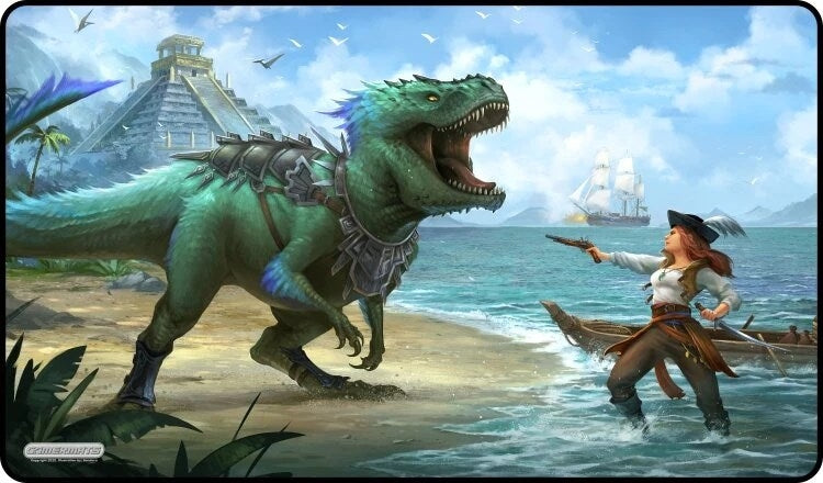 Image for GamerMats Playmat - Dinosaur vs Pirate (Premium White Stitched) - Playmats