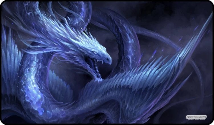 Image for GamerMats Playmat - Blue Crystal Dragon (Premium Black Stitched) - Playmats