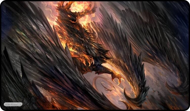 Image for GamerMats Playmat - Black Crystal Dragon (Premium White Stitched) - Playmats