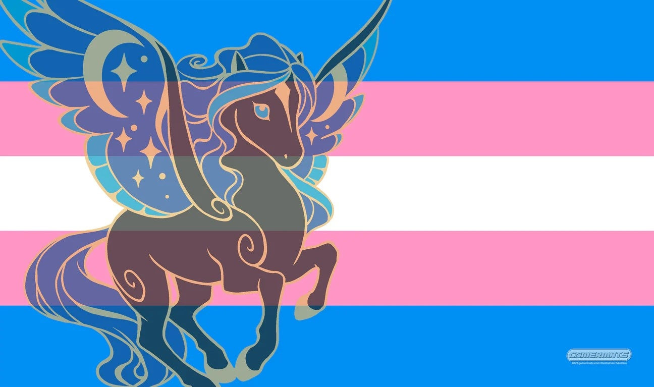 Image for GamerMats Playmat - Transgender Unicorn Flag - Playmats