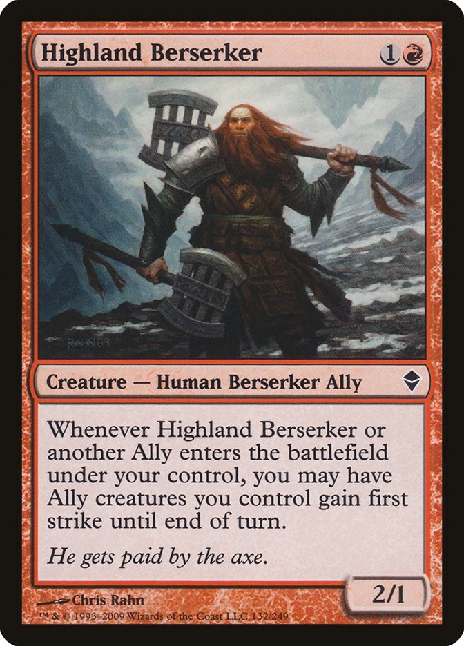 Image for Highland Berserker (132) (Zendikar) - Magic: The Gathering