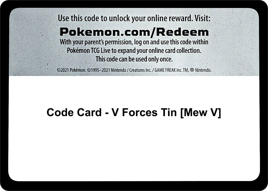 Image for Code Card - V Forces Tin [Mew V] (MCAP) - Pokemon