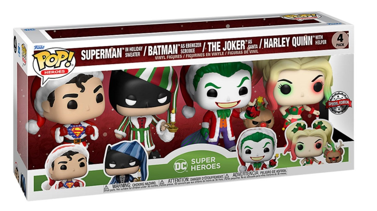 Image for DC Super Heroes Christmas (4-Pack) (Walmart Exclusive) - Funko