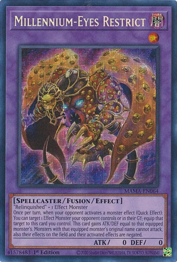 Image for Millennium-Eyes Restrict (Secret Pharaoh's Rare) (MAMA-EN064) (MAMA) - YuGiOh