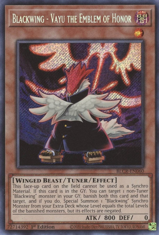 Image for Blackwing - Vayu the Emblem of Honor (BLCR-EN060) (BLCR) - YuGiOh
