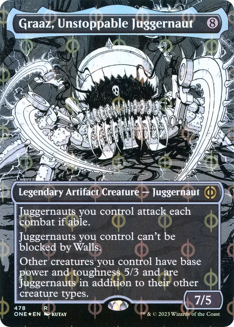Image for Graaz, Unstoppable Juggernaut (Borderless) (Step-and-Compleat Foil) (478) (Phyrexia: All Will Be One) - Magic: The Gathering