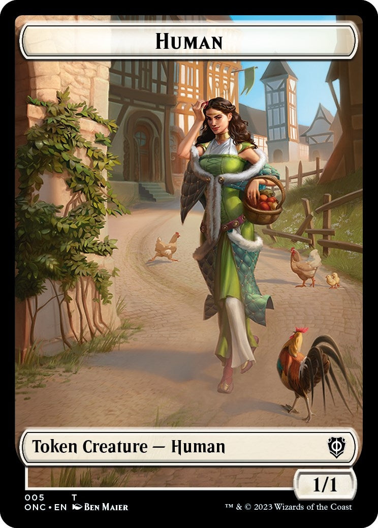 Image for Human // Spirit Double-Sided Token (5 // 9) (Phyrexia: All Will Be One) - Magic: The Gathering