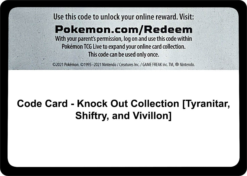 Image for Code Card - Knock Out Collection [Tyranitar, Shiftry, and Vivillon] (MCAP) - Pokemon