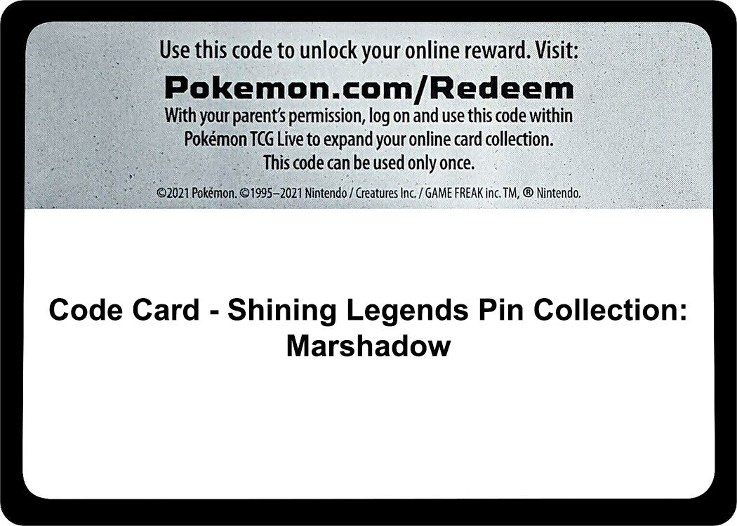 Image for Code Card - Shining Legends Pin Collection: Marshadow (SHL) - Pokemon