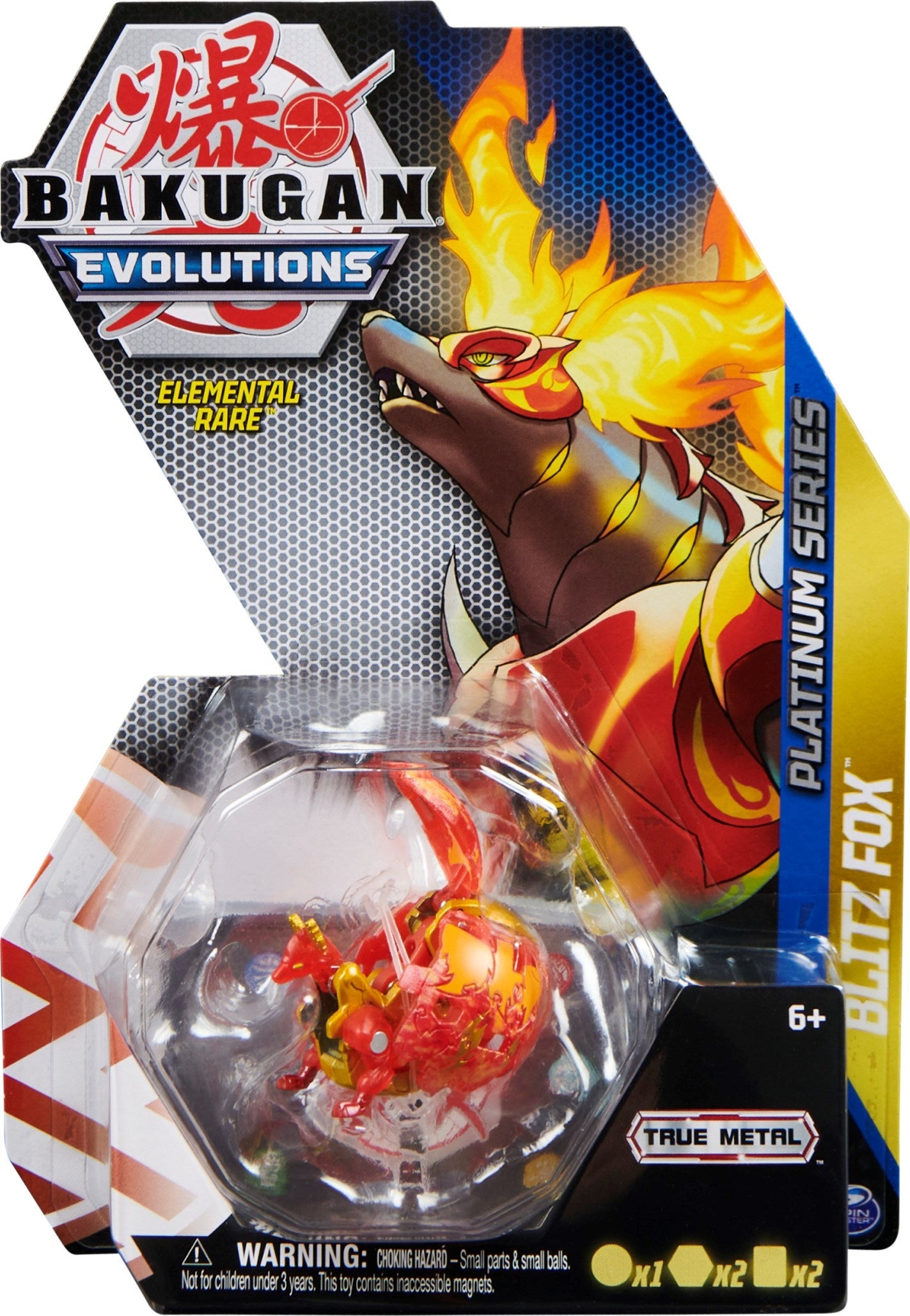 Image for Platinum Series Bakugan Single Pack - Elemental Pyrus Platinum Blitz Fox - Bakugan TCG
