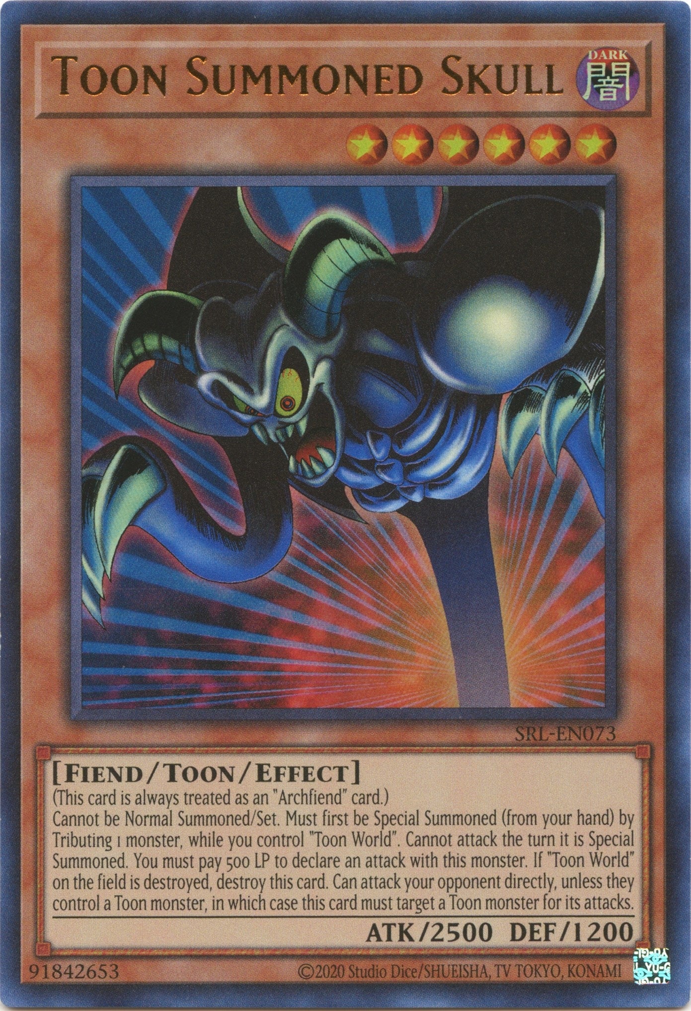 Image for Toon Summoned Skull (SRL-EN073) (Spell Ruler (25th Anniversary Edition)) - YuGiOh