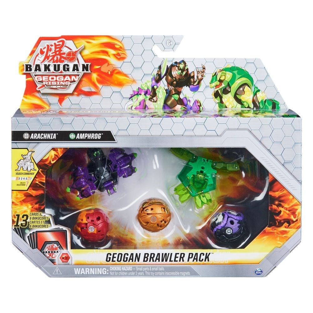 Image for Bakugan Geogan Rising Brawler Pack - Darkus Arachnia Ventus Amphrog - Bakugan TCG